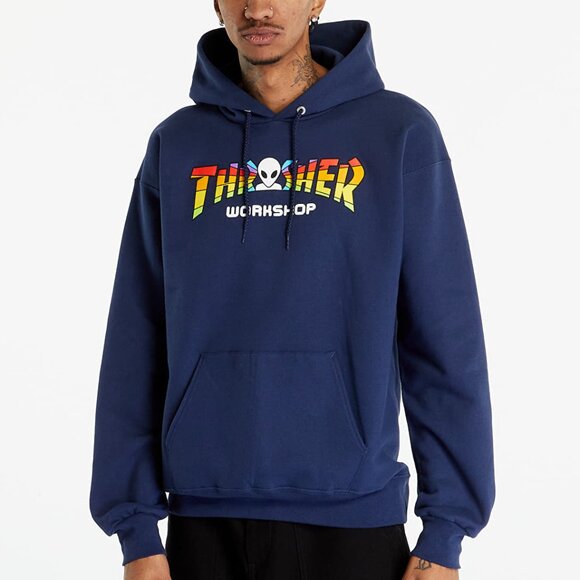 NWT Thrasher x Alien Worshop Spectrum Skateboard Hoodie Navy XL - Picture 1 of 6